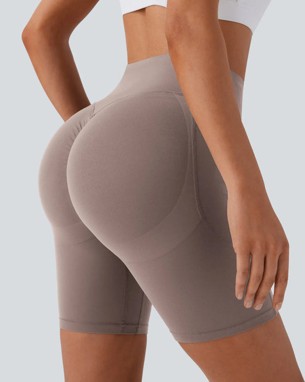 High-Waisted Butt-Lifting Training Shorts with Tummy Control, Side Pockets, and Shaping – 7-Inch Inseam