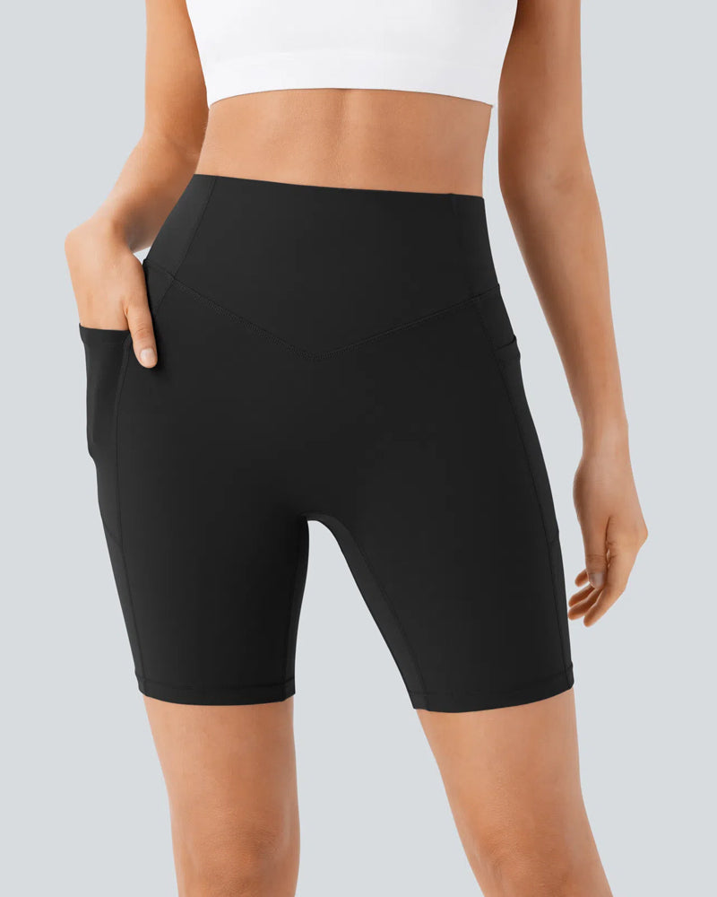 High-Waisted Butt-Lifting Training Shorts with Tummy Control, Side Pockets, and Shaping – 7-Inch Inseam Secondary image