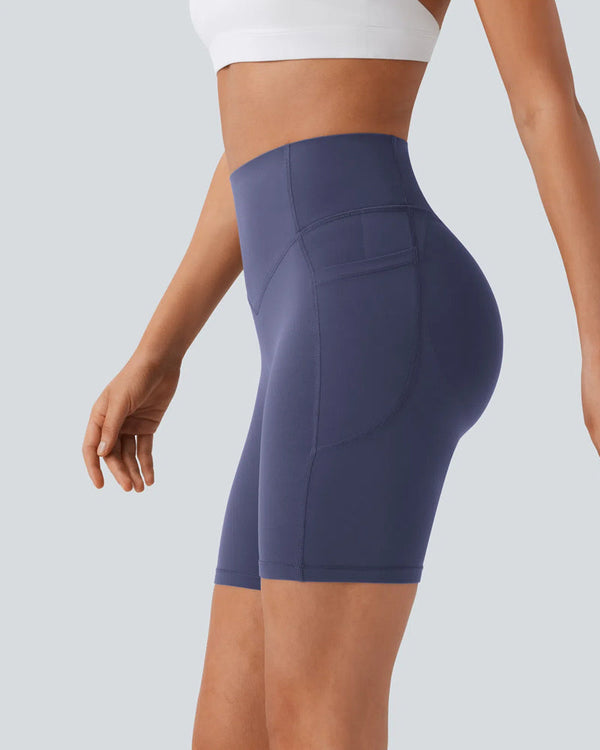 High-Waisted Butt-Lifting Training Shorts with Tummy Control, Side Pockets, and Shaping – 7-Inch Inseam