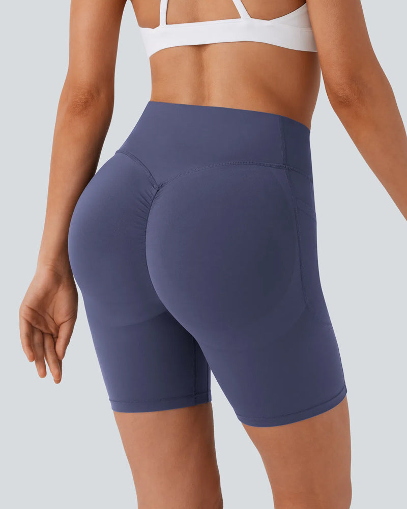 High-Waisted Butt-Lifting Training Shorts with Tummy Control, Side Pockets, and Shaping – 7-Inch Inseam