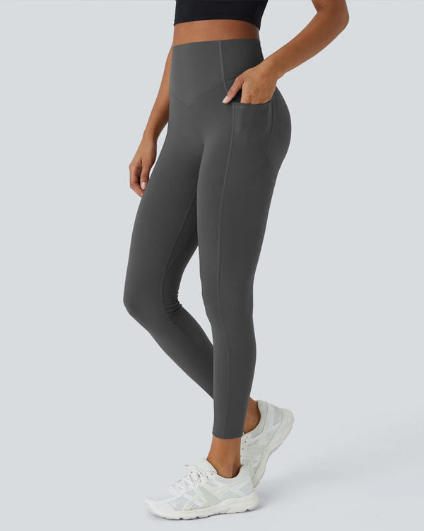 High-Waisted Tummy-Control Leggings with Side Pockets for Workouts