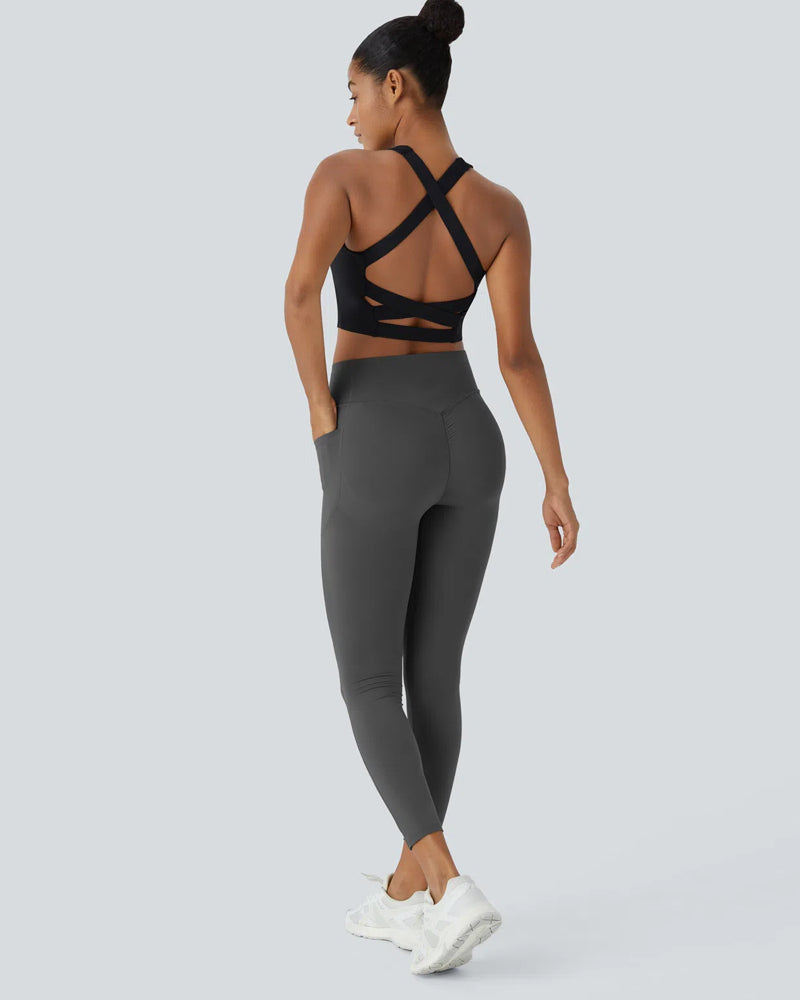High-Waisted Tummy-Control Leggings with Side Pockets for Workouts