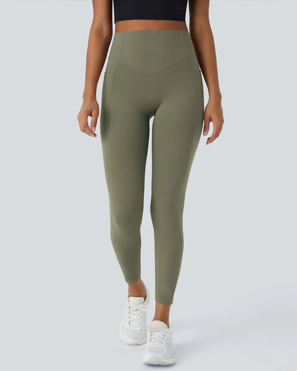 High-Waisted Tummy-Control Leggings with Side Pockets for Workouts