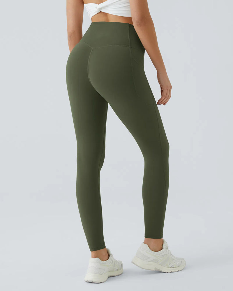 High-Waisted Tummy-Control Leggings with Side Pockets for Workouts
