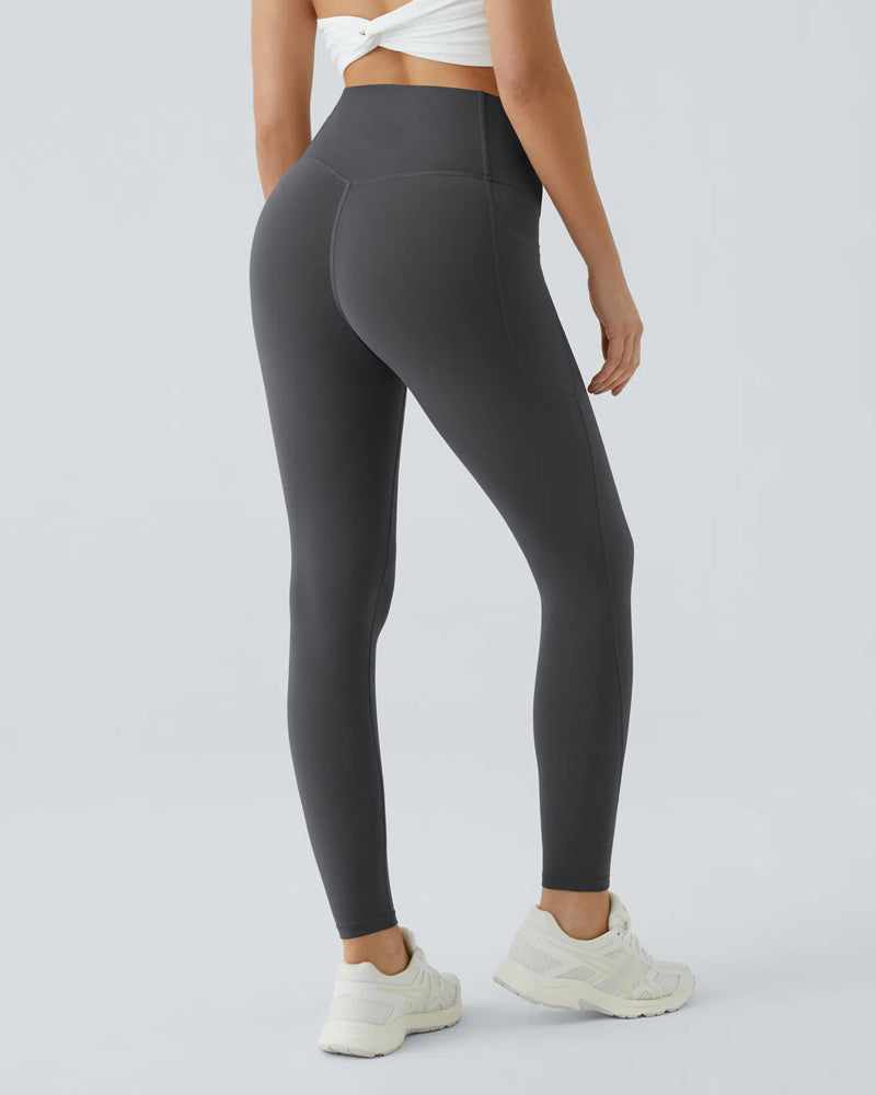High-Waisted Tummy-Control Leggings with Side Pockets for Workouts