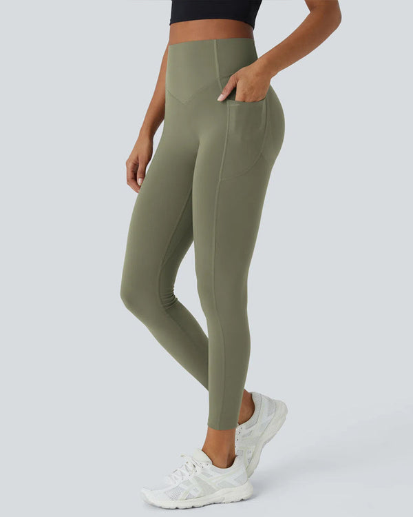 High-Waisted Tummy-Control Leggings with Side Pockets for Workouts