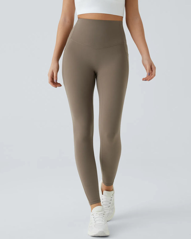 High-Waisted Tummy-Control Leggings with Side Pockets for Workouts