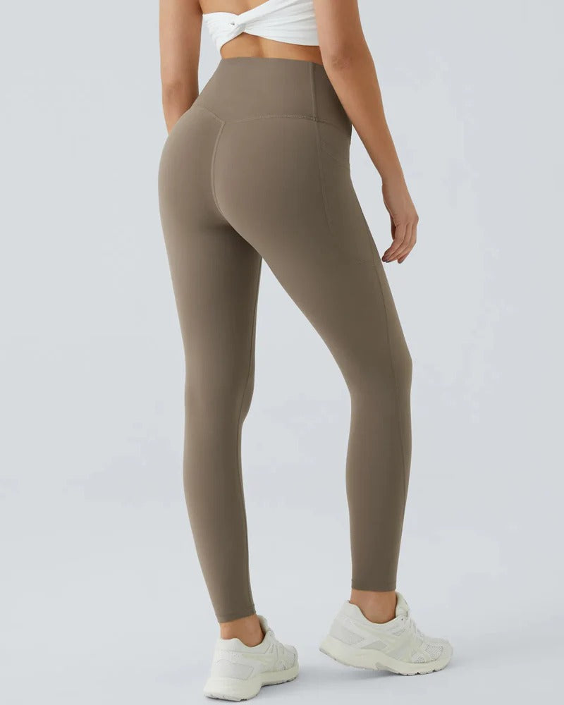 High-Waisted Tummy-Control Leggings with Side Pockets for Workouts