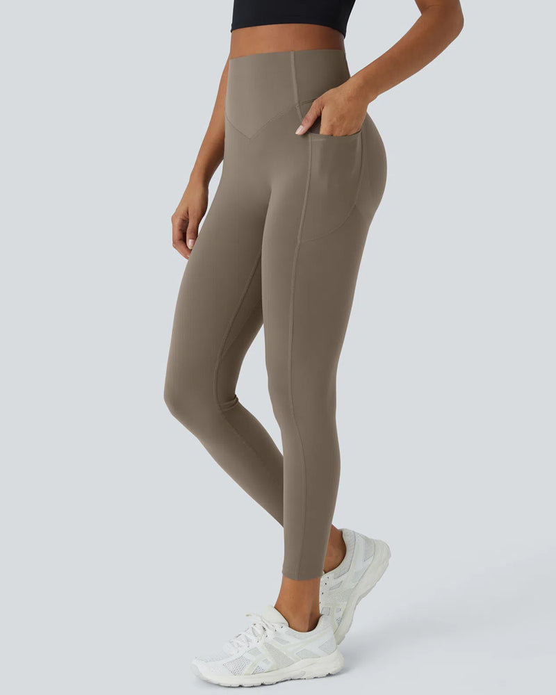 High-Waisted Tummy-Control Leggings with Side Pockets for Workouts