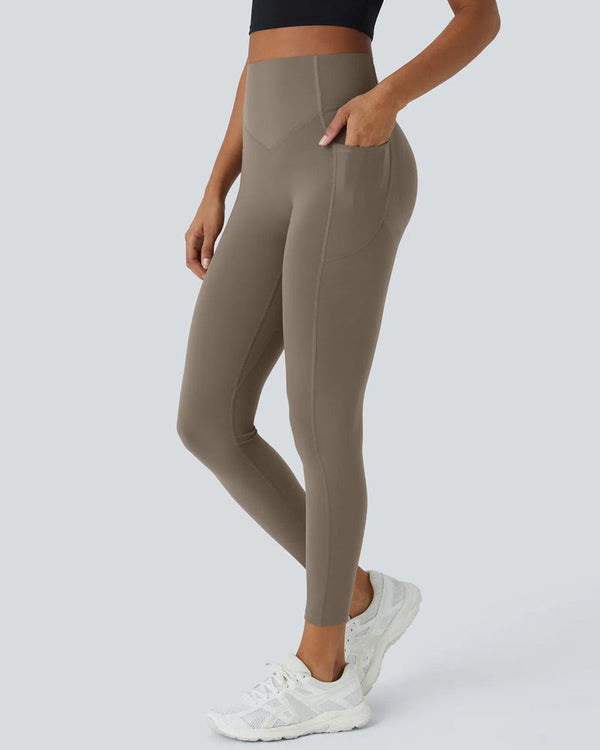 High-Waisted Tummy-Control Leggings with Side Pockets for Workouts