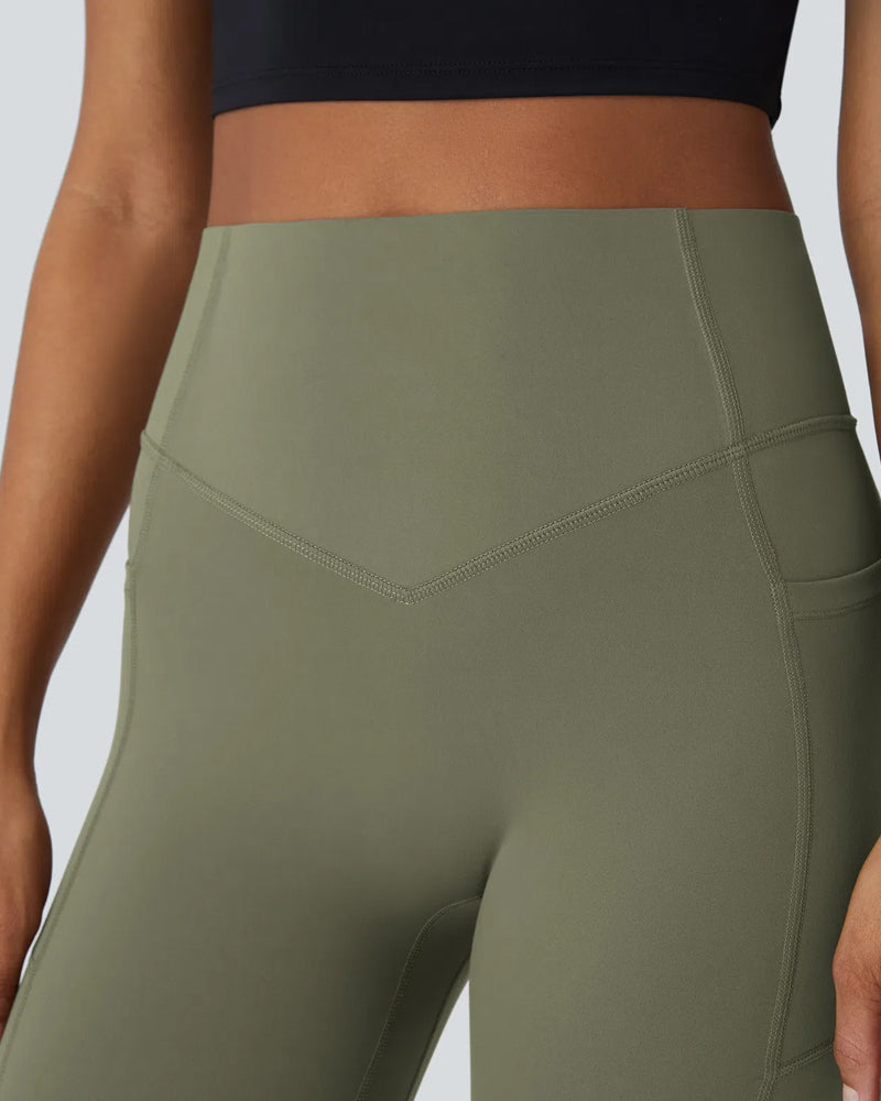 High-Waisted Tummy-Control Leggings with Side Pockets for Workouts