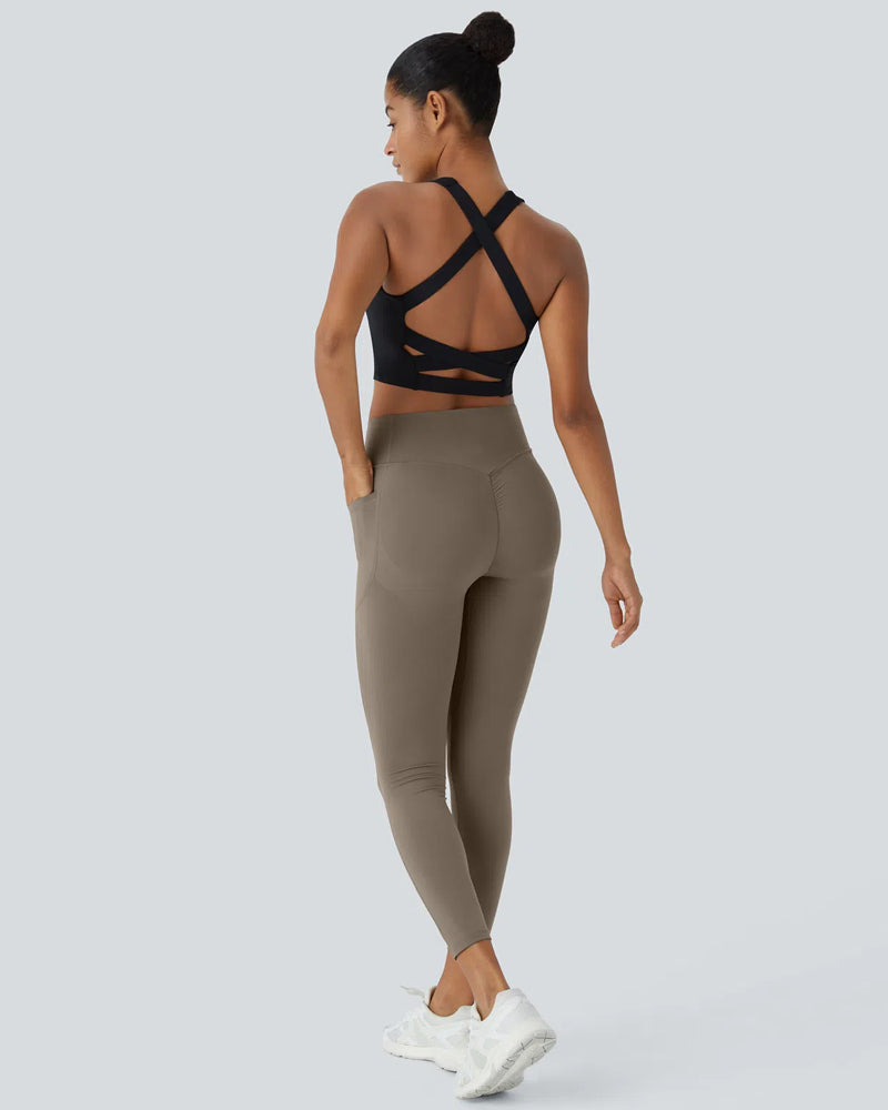 High-Waisted Tummy-Control Leggings with Side Pockets for Workouts