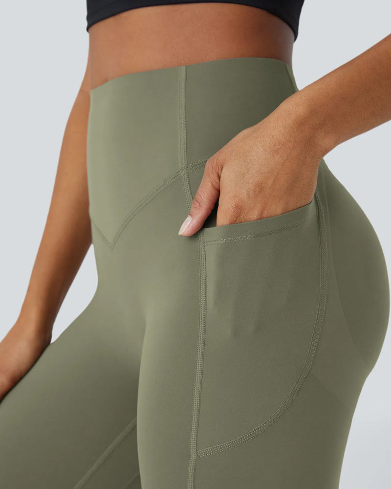 High-Waisted Tummy-Control Leggings with Side Pockets for Workouts