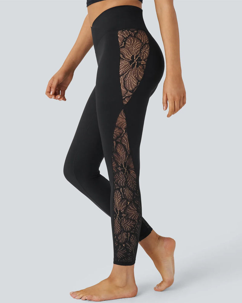 High-Waist Shaping Lace Leggings with Tummy Control and Butt-Lift
