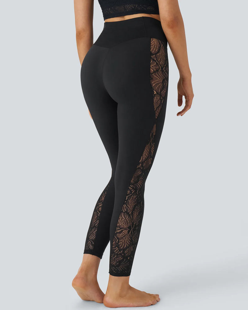 High-Waist Shaping Lace Leggings with Tummy Control and Butt-Lift