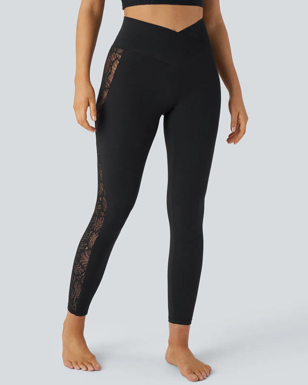 High-Waist Shaping Lace Leggings with Tummy Control and Butt-Lift