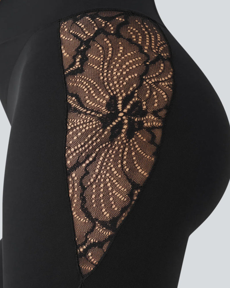 High-Waist Shaping Lace Leggings with Tummy Control and Butt-Lift