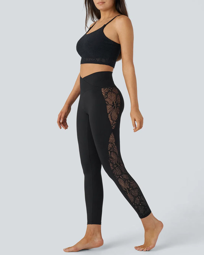 High-Waist Shaping Lace Leggings with Tummy Control and Butt-Lift
