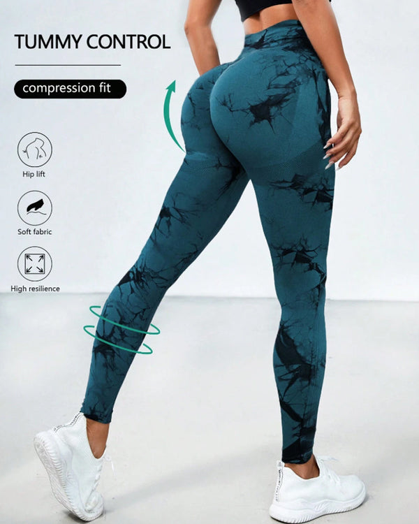 Vibrant Tie-Dye Wide-Waistband Athletic Leggings