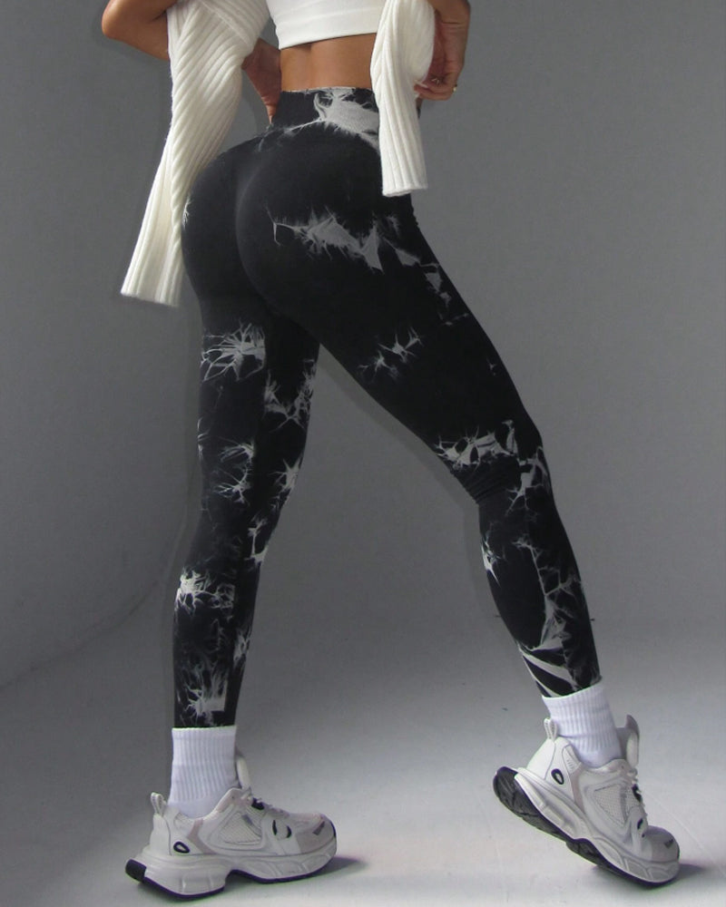 Vibrant Tie-Dye Wide-Waistband Athletic Leggings