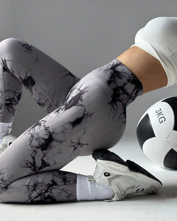 Vibrant Tie-Dye Wide-Waistband Athletic Leggings