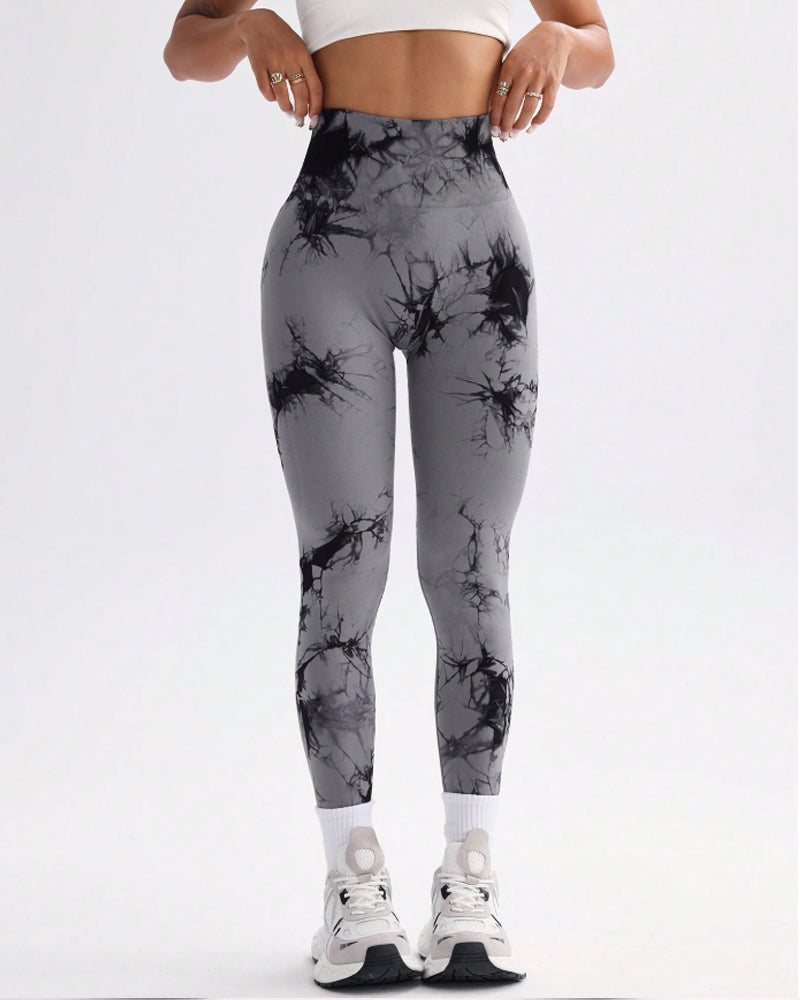 Vibrant Tie-Dye Wide-Waistband Athletic Leggings