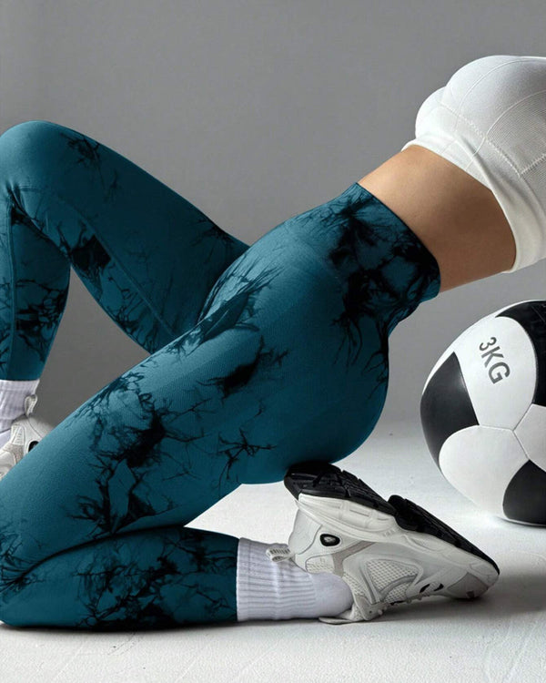 Vibrant Tie-Dye Wide-Waistband Athletic Leggings