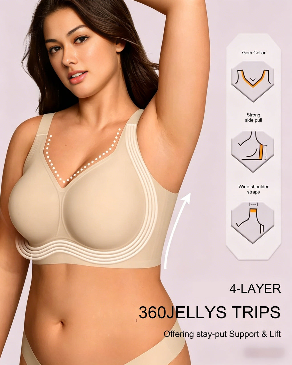 All-Day Comfort Wireless Full-Coverage Jelly-Smoothing Bra for Everyday Support